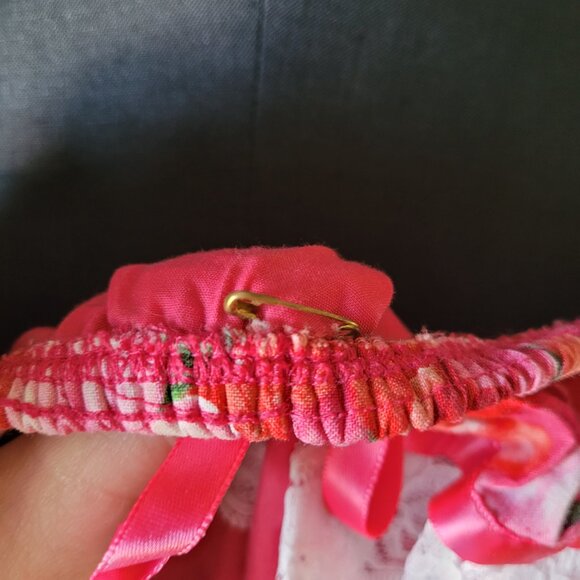 Vintage ruffled pink blouse lace and ribbon trim, Square Dancing Top - Picture 5 of 13